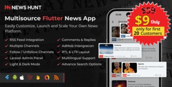 News Hunt - Flutter News app for Android and iOS with Laravel Admin Panel