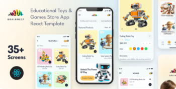 BrainNest - Educational Toys & Games Store React Mobile App | PWA