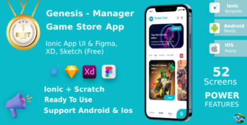 Game Store App ANDROID + IOS + FIGMA + XD + Sketch | UI Kit | Ionic | Genesis