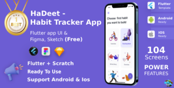 Habit Tracker App ANDROID + IOS + FIGMA + Sketch | UI Kit | Flutter | HaDeet