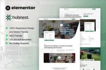 Hubnest - Coworking Space & Virtual Office Elementor Pro Template Kit