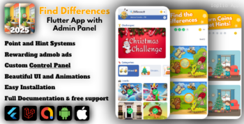 Find Differences | Flutter full app + Admin Panel - Spot it Differences game for IOS and Android