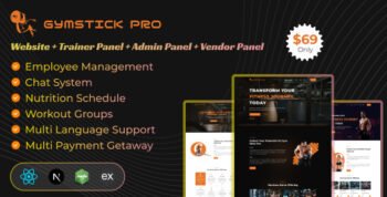 Gymstick Pro - Gym Management System | Website | Trainer Panel | Vendor Panel | Admin Panel (MERN)