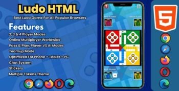 HTML Ludo Game Source Code for Unity: 2-4 Player, Offline/Online Modes, Chat + Stickers System