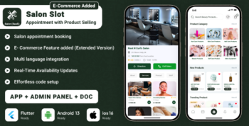 Multi Salon Appointment Booking System, E-commerce with Admin Panel | Flutter, Android, iOS