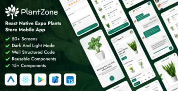 PlantZone - React Native Expo Plants eCommerce Mobile App Template