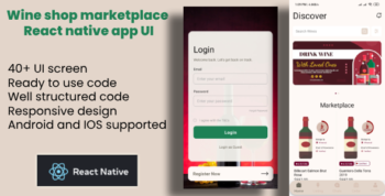 React Native App UI Template - Wine Shop Marketplace