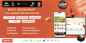 ThunderFood - Multi Restaurant Food Ordering & Delivery Solution (User, Driver, Admin, POS)