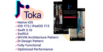 Toka - TikTok Clone Template, Short Video Sharing App Template, SwiftUI, Swift, Social Media, iOS