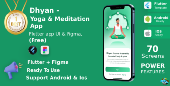 Yoga & Meditation App | UI Kit | Flutter | Figma FREE | Life Time Update | Dhyan