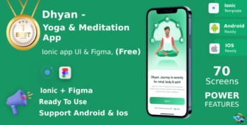 Yoga & Meditation App | UI Kit | Ionic | Figma FREE | Life Time Update | Dhyan