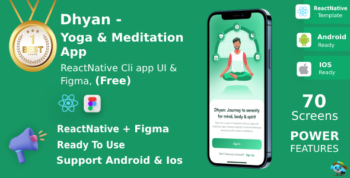 Yoga & Meditation App | UI Kit | ReactNative | Figma FREE | Life Time Update | Dhyan