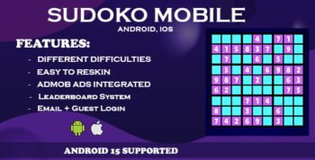 Android & IOS Sudoko - Unity 6 Puzzle Game, Leaderboard + Login, Sudoko Puzzle Game