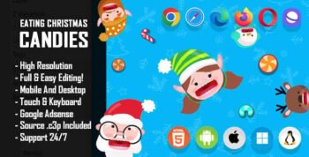 Eating Christmas Candies - HTML5 Game (Construct 3 / c3p)