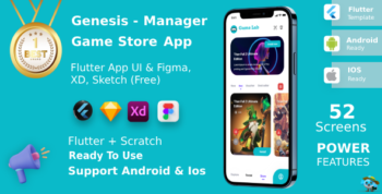 Game Store App ANDROID + IOS + FIGMA + XD + Sketch | UI Kit | Flutter | Genesis