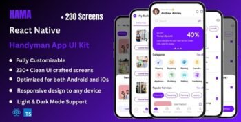 Hama - Handyman Home Service React Native Expo App Ui Kit