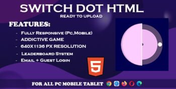 HTML Switch Dot - Unity 6 Fun Game, Fully Responsive 640x1136 px With Leaderboard And Login