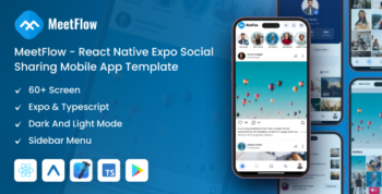 MeetFlow - React Native Expo Social Sharing Mobile App Template