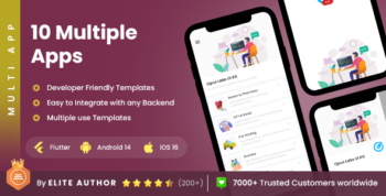 Multiple App Template UI Kit with 100+ Screens | Android iOS Apps Templates Flutter | Multi App