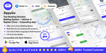 ZippyGo - Taxi Booking Solution - Bidding System - InDrive & Rapido Clone - Carpooling & Rental App