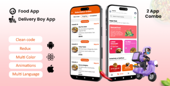 2 App Template | Foody App | Delivery Boy App | React Native iOS/Android App Template