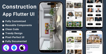 Construction App | Flutter Home Construction App UI Kit | House Design App | Flutter Template