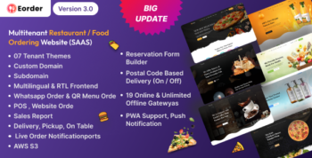 Eorder - Multitenant Restaurant / Food Ordering Website (SAAS)