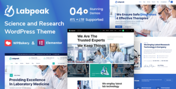 Labpeak | Laboratory & Science Research WordPress Theme + RTL with Appointments Booking