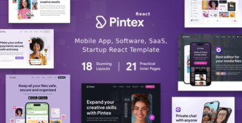 Pintex - Mobile App & Software Landing Page ReactJS Template