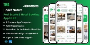 Tina - Hotel Booking & Real Estate React Native CLI App Ui Kit