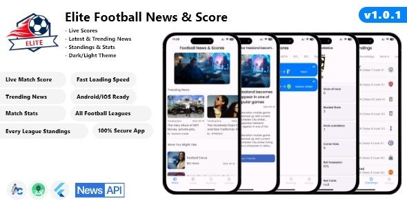 Elite - Football News & Live Score - Flutter Android/iOS Full App