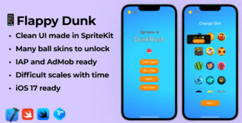 iOS 17 Swift Hypercasual Game | Flappy Dunk Game with IAP and AdMob