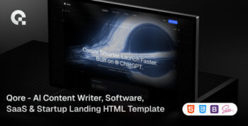 Qore - AI Content Writer, Software, SaaS & Startup Landing HTML Template