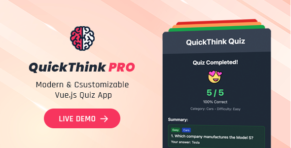 QuickThink Pro - Modern Vue.js Quiz Application