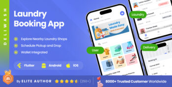 6 App Template | Multi Vendor Laundry Service Booking App | Dry Cleaning App | FLUTTER | DeliWash