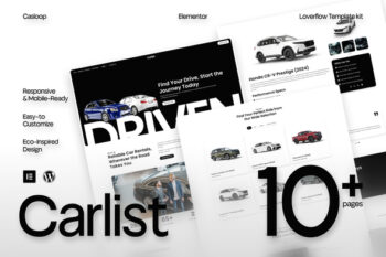 Carlist - Modern Minimalist Car Rental Elementor Template Kit
