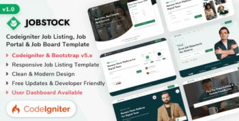 JobStock - Codeigniter Job Listing, Job Portal Landing & Admin Dashboard Template
