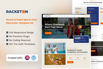 Racketon - Tennis & Padel Sports Club Elementor Template Kit