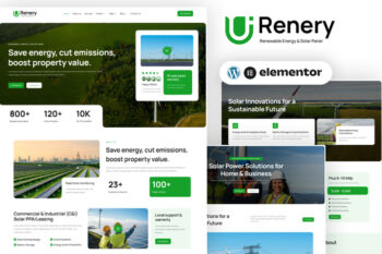 Renery - Renewable Energy & Solar Panel Elementor Template Kit