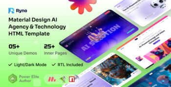 Ryno – AI SaaS Startup Material Design HTML Template