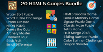 20 HTML5 Games Bundle - Puzzle - Kids game - Sports games