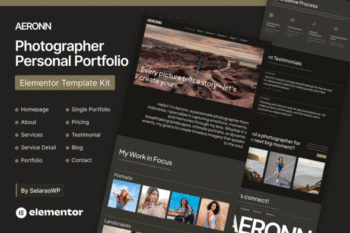 Aeronn - Personal CV Photographer Elementor Pro Template Kit