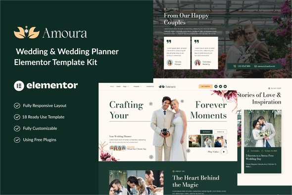Amoura - Wedding & Wedding Planner Elementor Template Kit