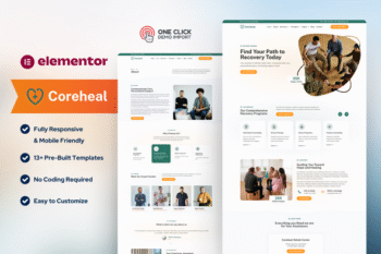 Coreheal - Addiction Recovery & Rehabilitation Center Elementor Pro Template Kit