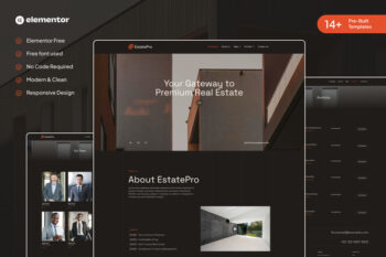 EstatePro – Modern Real Estate & Property Elementor Template Kits