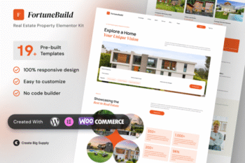 FortuneBuild - Real Estate Property Elementor Template Kit for Agents and Property Developers