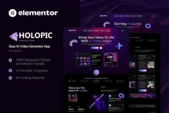 Holopic - Saas AI Generator App Elementor Template Kit