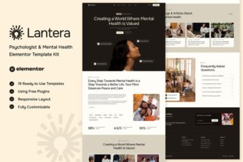 Lantera - Psychologist & Mental Health Elementor Template Kit