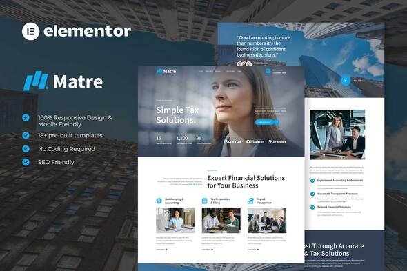 Matre - Accounting & Tax Services Elementor Template Kit