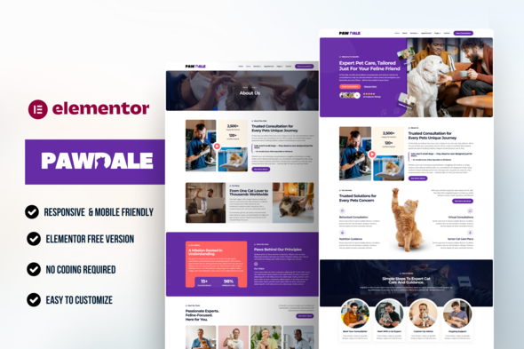 PawDale – Pet Care, Grooming & Veterinary Elementor Kit